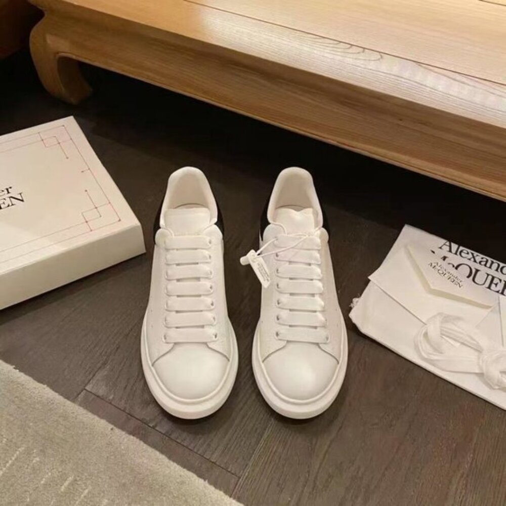 Alexander McQueen Black and White Leather Sneakers - Picture 2 of 7